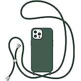 ZTOFERA Crossbody Case for iPhone 14 Pro with Lanyard Strap Adjustable Rope Liquid Silicone Soft Cover for iPhone 14 Pro 6.1 inch-Dark Green