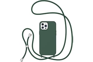ZTOFERA Crossbody Case for iPhone 14 Pro with Lanyard Strap Adjustable Rope Liquid Silicone Soft Cover for iPhone 14 Pro 6.1 inch-Dark Green