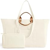 KIDJFGG Extra Large Canvas Tote Bag with Zipper, Big Tote for Shopping Travel Picnic Beach, Dual Handles Storage Bag