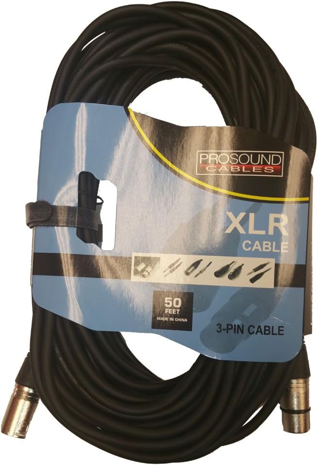 ProSound Cables Audio 50' Mic Cable Patch Cords - XLR Male to XLR Female Microphone Cables Snake Cord Single, Black