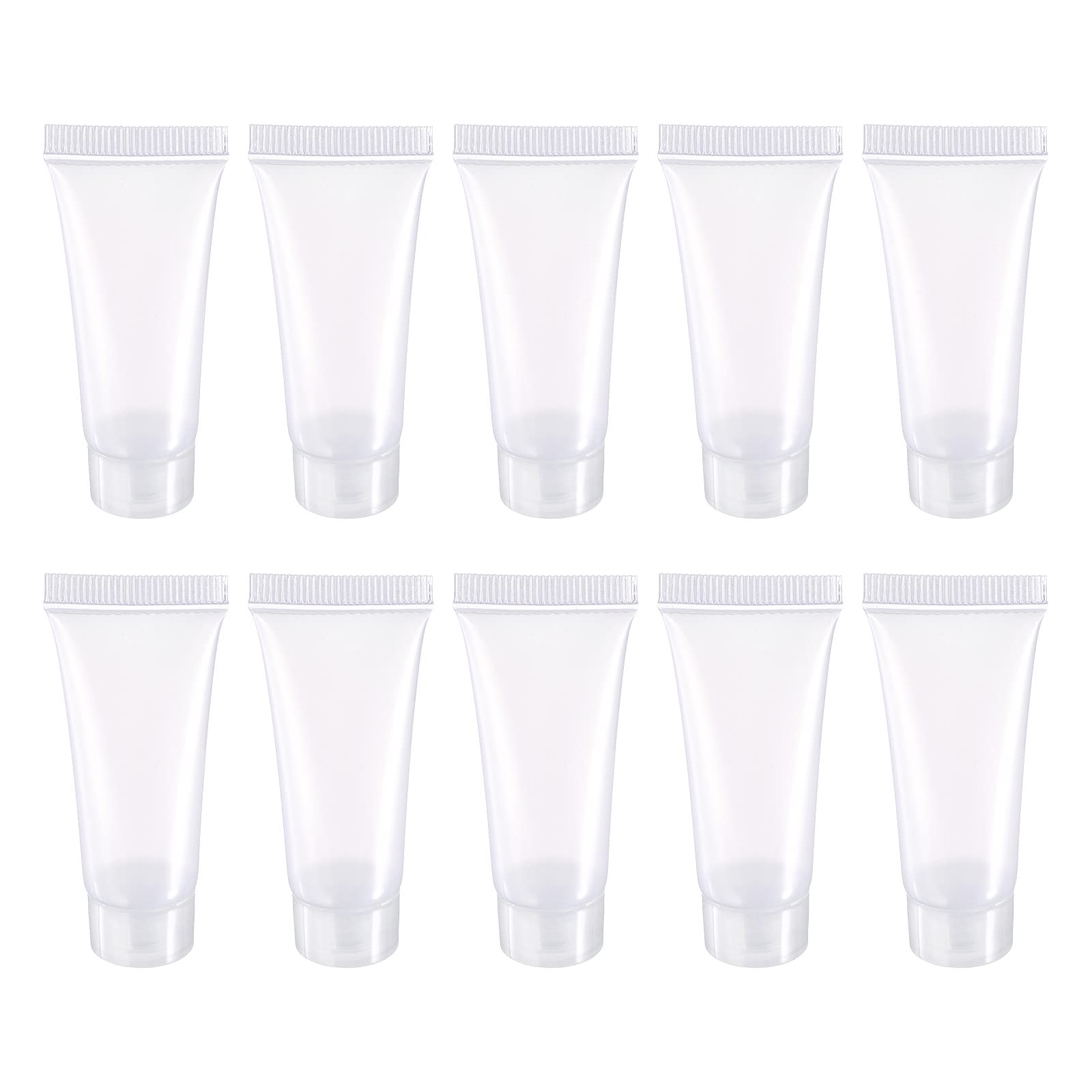 PATIKIL 10ml Squeeze Tube, 15 Pack Empty Cosmetic Tubes Plastic with Flip Lid for Travel Household, Clear