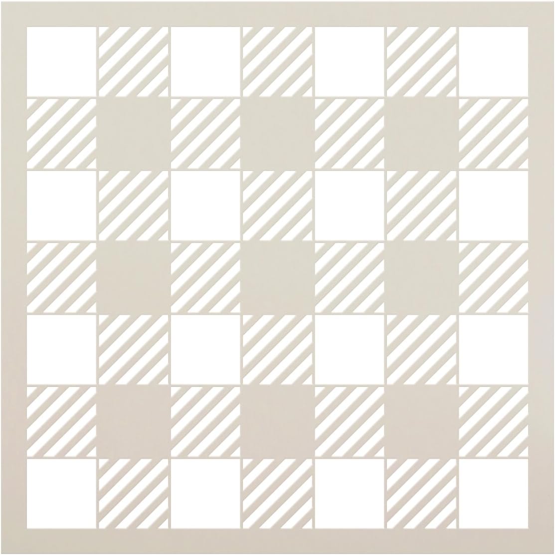 Buffalo Plaid Checker Stencil by StudioR12 | Reusable Mylar Template | Paint Wood Sign | Craft Rustic Farmhouse Home Decor | DIY Picnic Pattern Wall Art Background Gift | Select Size (18" x 18")
