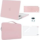 MOSISO Compatible with MacBook Pro 16 inch Case 2025 2024 2023 2022 2021 M4 M3 M2 M1 A3403 A3186 A2991 A2780 A2485 Pro Max, Hard Case&Sleeve Bag&Keyboard Skin&Webcam Cover&Screen Film, Rose Quartz