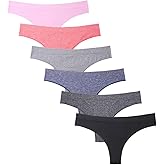 Imakokoni Seamless Thongs for Women No Show 6 Pack Women's Nylon Spandex Thong Underwear