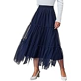 Women's Long Maxi Tulle Skirts Dressy A-Line Puffy Fairy High Waist Mesh Skirt Party Vacation