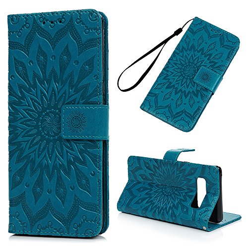 For Samsung Galaxy Note 8 Case, PU Leather Wallet Case Embossed Sunflowers Flip Folio Magnetic Book Skin with Credit Card Slots and Kickstand Wrist Strap Soft TPU Bumper Full Proteciton with Dust Plug