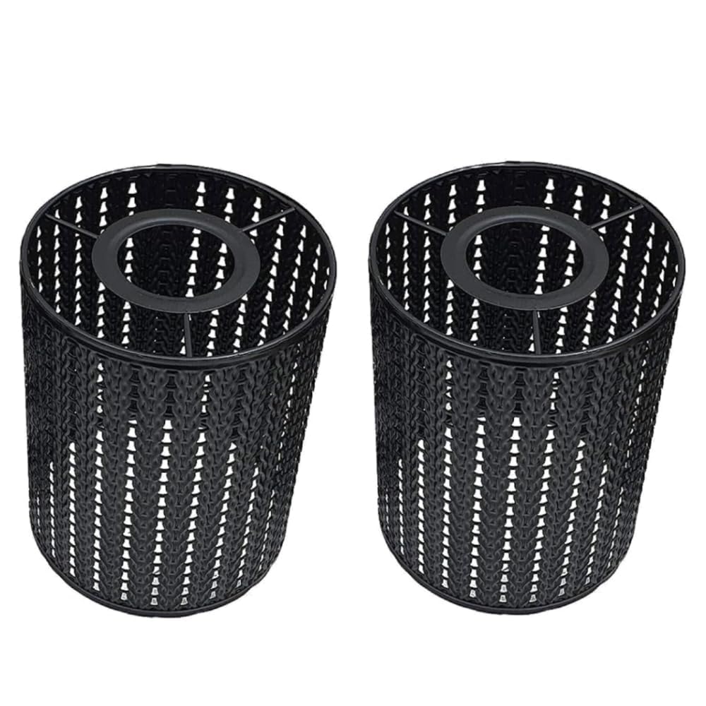 2 Pack of Pendant Light Shade Metal Drum Shaped Lampshade Industrial Easy fit Ceiling Indoor Wire cage Lampshade for Kitchen Living Room Corridor (Black)