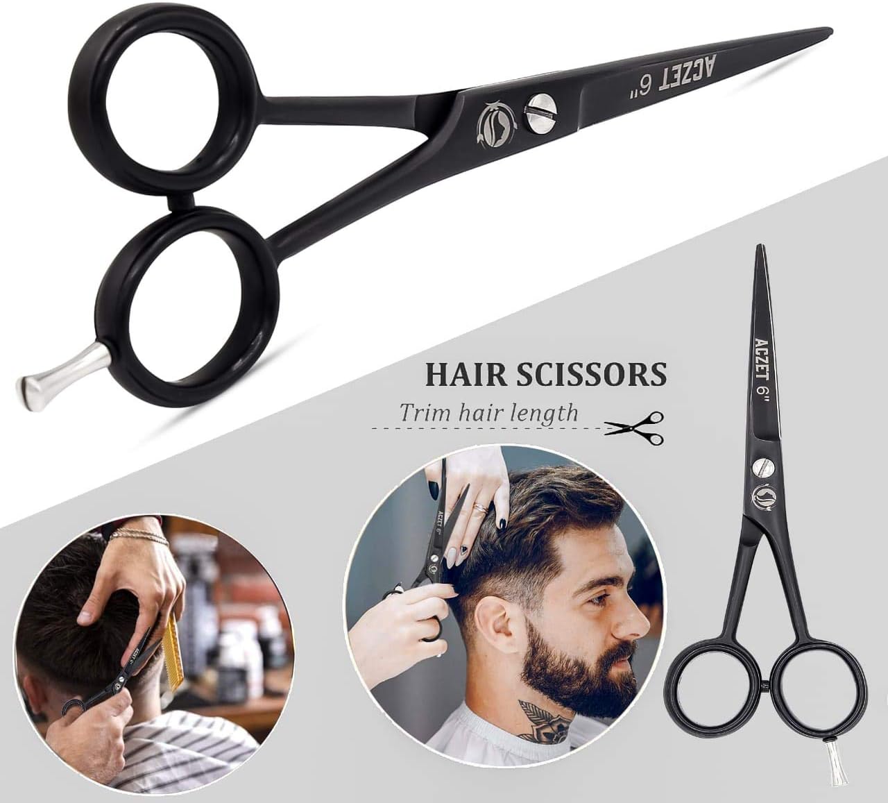 Professional Hairdressers Sharp Trimming Barbers Stainless Steel Hair Dresser Cutting Shears Salon Hairdressing Scissor Black Razor Edge Hair Cutting Scissor 6.0" for Men Ladies Women Kids Children - Image 4