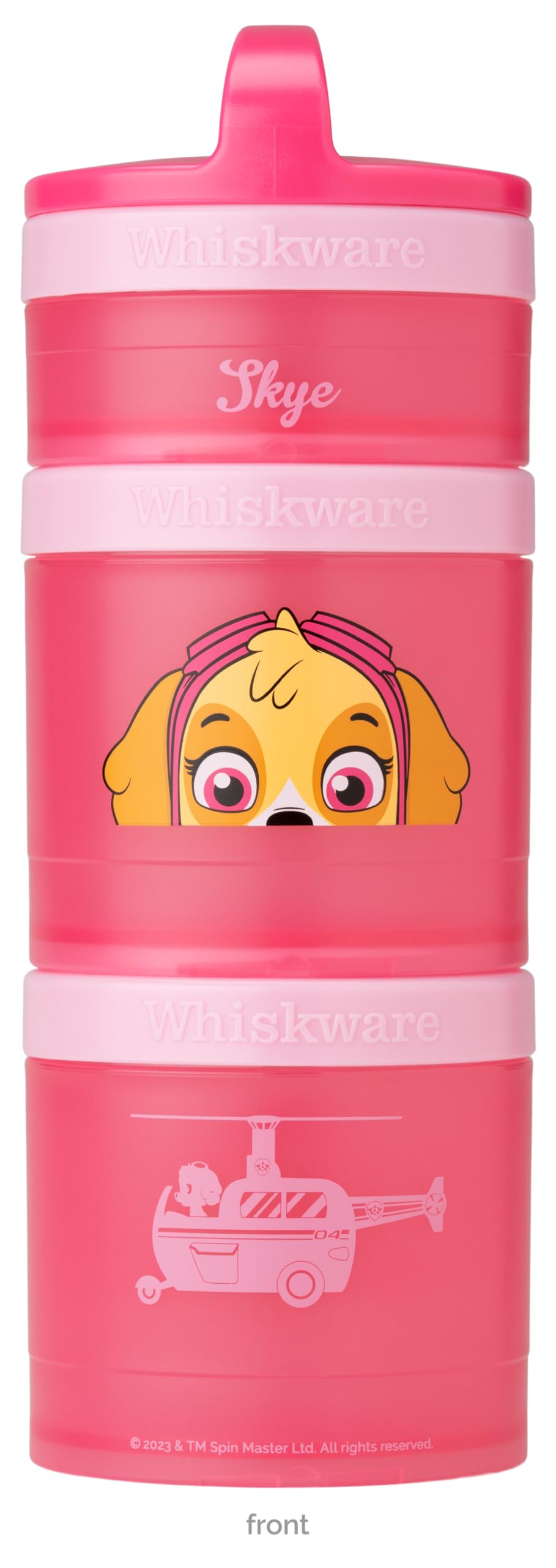 Photo 1 of Whiskware Paw Patrol Stackable Snack Containers for Babies, Kids. and Toddlers, 3 Stackable Snack Cups for School and Travel, Backpack and Cupholder Friendly, Skye
