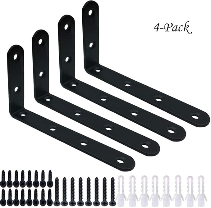 Furniture Bracket, 4 Ferrous Metal LShaped Right Angle Brackets 125 x