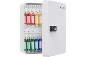 Pawfly 28-Key Steel Key Cabinet with Combination Lock Wall Mounted Key Organizer with Resettable Code White Digital Security 
