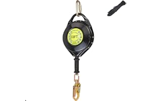 [Internal Shock Absorber] Self Retracting Lifeline Shemior 33FT SRL, No Tangle+Aviation Grade Galvanized Steel Cable, Retractable Safety Lanyard, Fall Arrest Roofing Gear, ANSI Compliant
