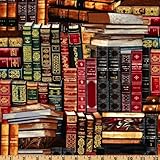 Timeless Treasures Packed Books Multi Fabric By The Yard