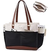LOVEVOOK Laptop Tote Bag for Women with 3 Separate Pocket Work Bag with Large Cup Holder Computer Briefcase for Teacher Nurse