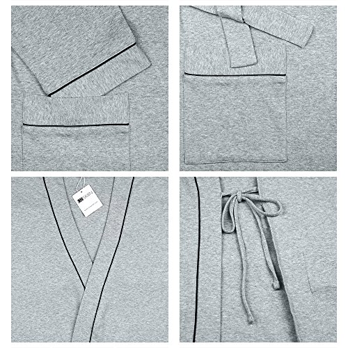 U2SKIIN Mens Cotton Robe Lightweight Knit Bathrobe(Grey, S/M)