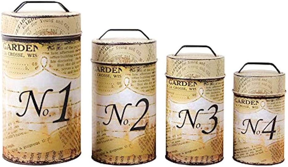 Vintage Style Newsprint Food Safe Tin Canisters, Set of 4