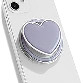 OnTheGrip Cute Solid Macaron Color Heart Shape Collapsible Mobile Phone Grip Stand Holder for Smartphone Tablet Cell Phone Accessory (Lavender)