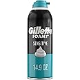Gillette Foamy Sensitive Shave Foam for Men, Protection Against Shaving Irritation, Quick and Smooth Shave, sensitive skin, shaving cream, 14.9oz