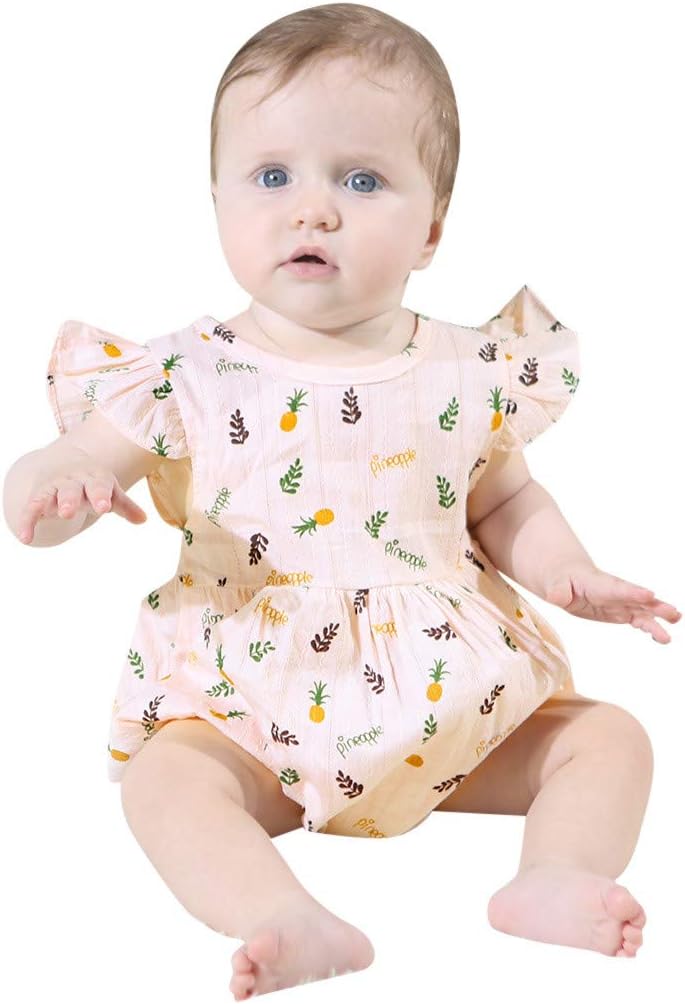 Carolui Infant Baby Girls Summer Lovely Jumpsuit,Pineapple Leaves Print Romper Bodysuit