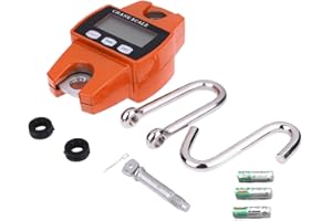 DEEKLEEN High Precision Hanging Scale, 660 lb Capacity, Handheld with Hooks, Aluminum Alloy Case, Backlit Large LCD Display,Deer Scale,Large Fish Scale,Hanging Scale for Deer(Orange)