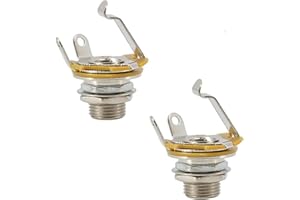 WLDJXLGL Standard 6.35mm (1/4") Nickel Plate Contact Guitar Mono Input Jack Output Jack Sockets for Most Electric Guitar & Bass Replacement Parts Silver-2pack