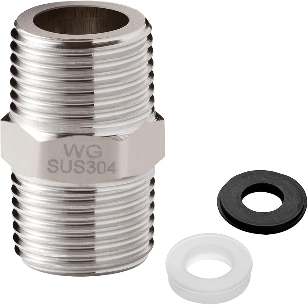 OFFO Shower Hose Connector G1/2 Stainless Steel Extension Fitting Silver