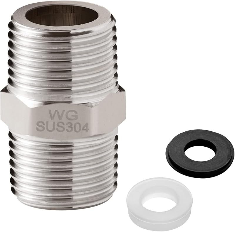 OFFO Shower Hose Connector G1/2 Stainless Steel Extension Fitting Silver