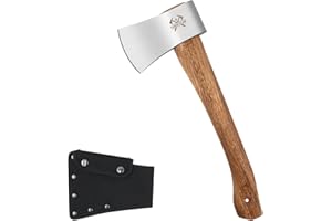 THRWCLUB Camping Hatchet, 14.4" Survival Throwing Axe with Sheath, Survival Hatchet with Ergonomic Wood Handle for Camping, Chopping and Hiking