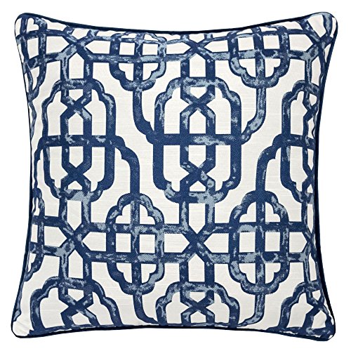 Homey Cozy Jacquard Textile Throw Pillow Cover,Blue Series White Geometric Decorative Square Couch Cushion Pillow Sham Case 20 x 20 Inch, Cover Only