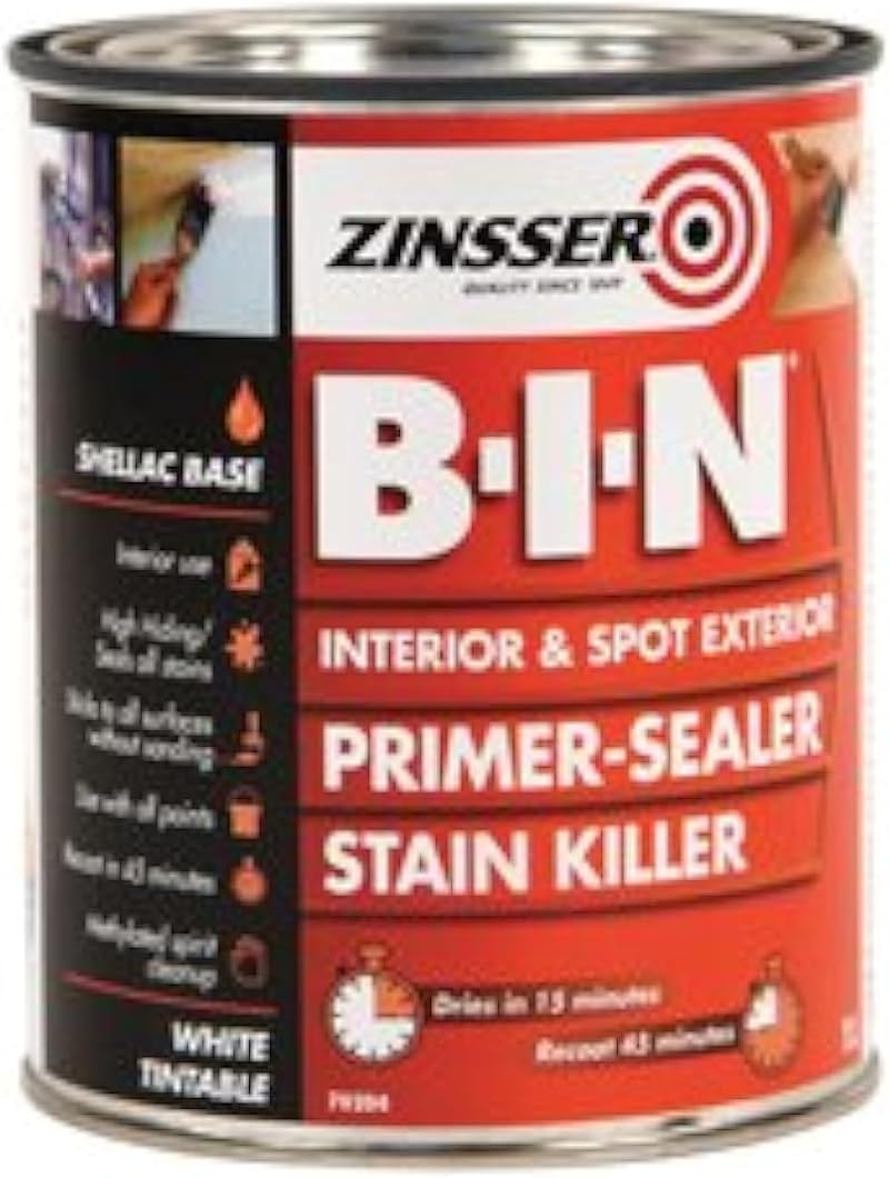 Zinsser B-i-n Primer Sealer Stain Blocker Odour Kill Shellac 1 Litre