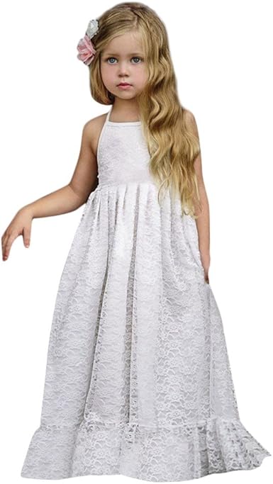 Amlaiworld Robe Bebe Fille Sling Halter Dos Nu Robe De Soiree Ete Dentelle Fleur Princess Dress Chic Mignon Casual Longue Robe De Plage Enfant Ceremonie Party Vacances Vetements 12mois 4ans Amazon Fr Vetements Et