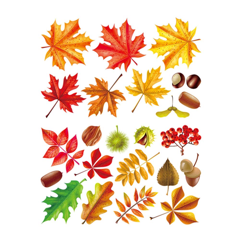 Amosfun Thanksgiving Fall Autumn Leaves Acorns Window Sticker Thanksgiving Decorations Autumn Decals Party Decor Ornaments