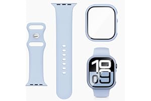 POLYJOY Silicone Band with Case Compatible with Kids Apple Watch Band, Soft Sport Strap and Protective Cover with Tempered Glass for iWatch Series 11 10 9 8 7 6 5 4 3 2 1 SE3 SE2 SE 38/40/41/42/44/45/46mm