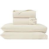 BOLL & BRANCH Flannel Fine Line Stripe Sheet Set - King, Cream/Oak - Luxury 100% Organic Cotton - Includes 1 Flat, 1 Fitted, 2 King Pillowcases - Velvety Soft, Warm & Breathable