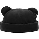 Malaxlx Cat Ear Docker Cap for Women Men – Brimless Cotton Sailor Beanie Skull Cap