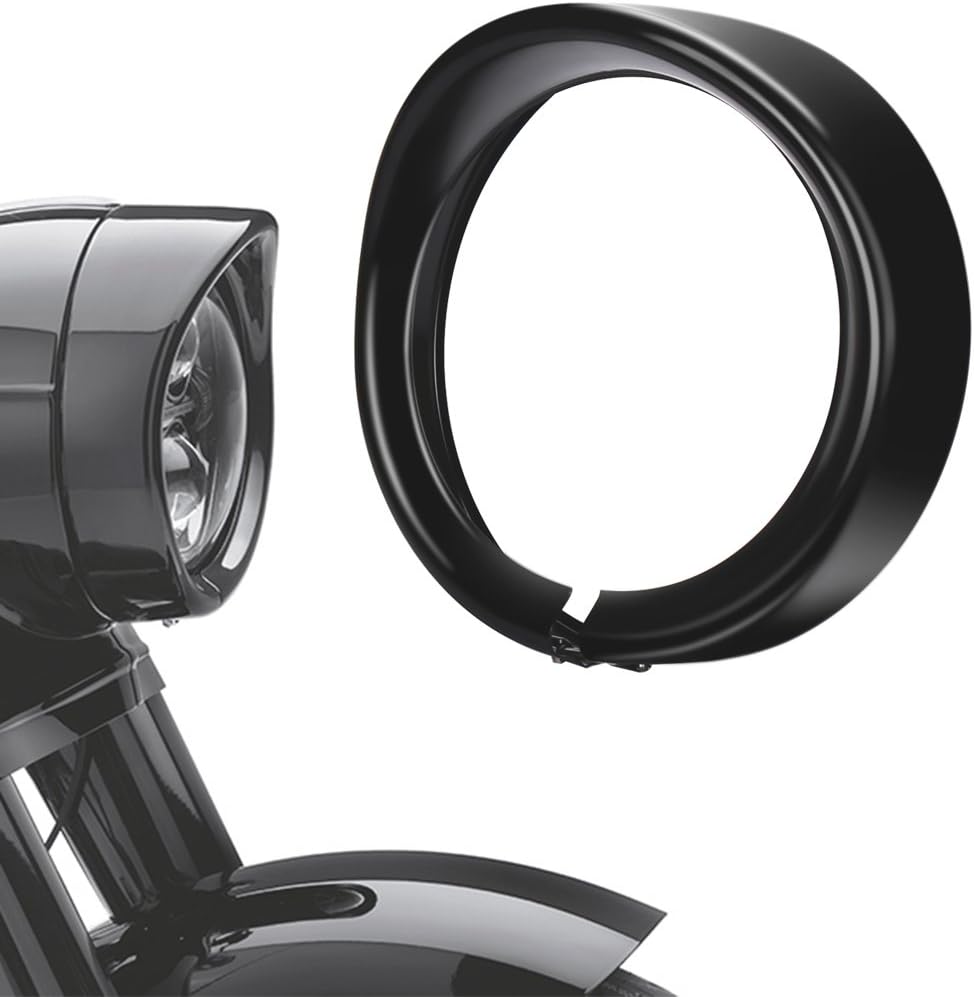 PXPART Visor Headlight Trim Ring 7inch Black Harley Motorcycle Headlight Decorate Ring for Harley Davidson 94-14 FLHR 83-13 Touring Bikes 12-14FLD