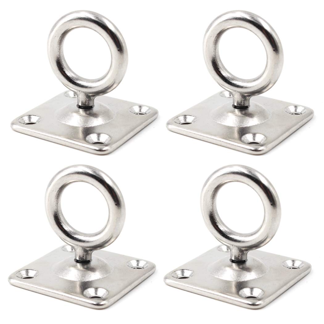 SeeRaphee M6 Swivel Ceiling Mount Hook Heavy Duty 304 Stainless Steel for Yoga Swing Boat Rigging Marine Deck Hardware(4 Pieces)