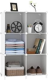 AWTATOS Cube Storage Organizer 6 Cubes DIY Stackable Shelves White view 8