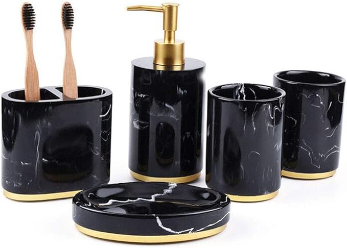 Ausla Badezimmer Set 5-teilig - Rotes Acryl Waschtisch Set