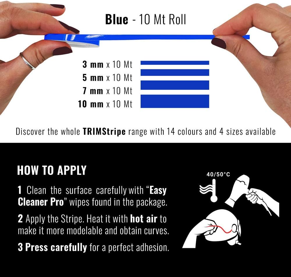 4R Quattroerre.it 10456 Trim Stripes Adhesive Strips for Cars Blue, 3 mm x 10 mt - Image 4