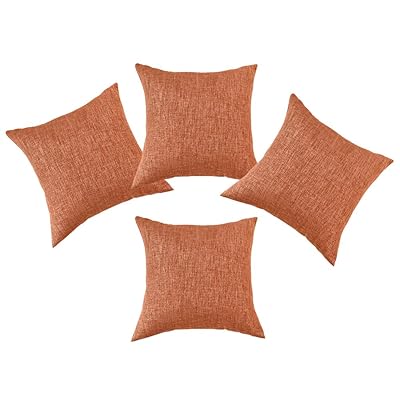SINOGEM Orange Faux Linen Decorative Throw Pillows Morocco