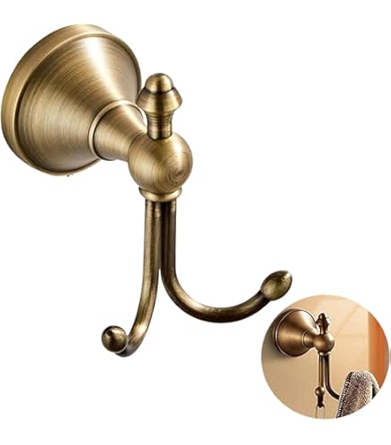 HHKQ Antique Porte-Serviette Mural en Laiton Brossé, 60cm Porte Serviettes Salle de Bains Anti-Corrosion et Antirouille Étagère de Douche Européenne