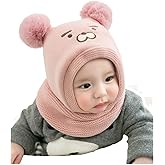 Wxllzlife Baby Kids Warm Winter Hats Baby Girls Winter Hat Cute Thick Earflap Hood Hat Scarves with Ears 3M-24M