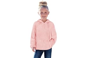 Haloumoning Toddler Girls Fuzzy Fleece Hoodies Baby Kids Warm Pullover Hooded Sweatshirt with Pockets