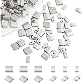 NBEADS About 226Pcs 2 Sizes 2-Hole Beads,2-Holes Glass Seed Bead Beads Opaque Mini Japanese for Bracelets Necklaces Earrings Jewelry Making,226Pcs 2 Sizes-Silver Plated