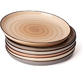 Mora Ceramic Flat Plates Set Of 6 - 8 Inch Salad & Dessert Plates | Lead-Free Glaze, Microwave & Dishwasher Safe