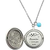 Remember I Love you Mom hidden message locket necklace with a blue bead,mother's day gift,wedding gift.