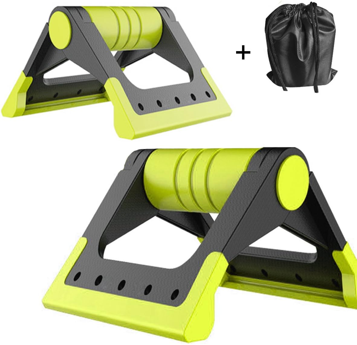 HITUN Portable Crossfit Pushup stands Fitness Foldable Push-up Bars Stable Triangle Stand Non-slip Handles Comfortable Foam Grip for Man and Women Training Exercise Workout (Green)