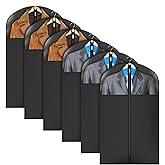 Univivi Garment Bag Suit Bag for Hanging Clothes, 40" Lightweight Full Zipper Washable Suit Cover with Large Visible Window for Suit Coat, Jacket, Sweaters (Set of 6), Black