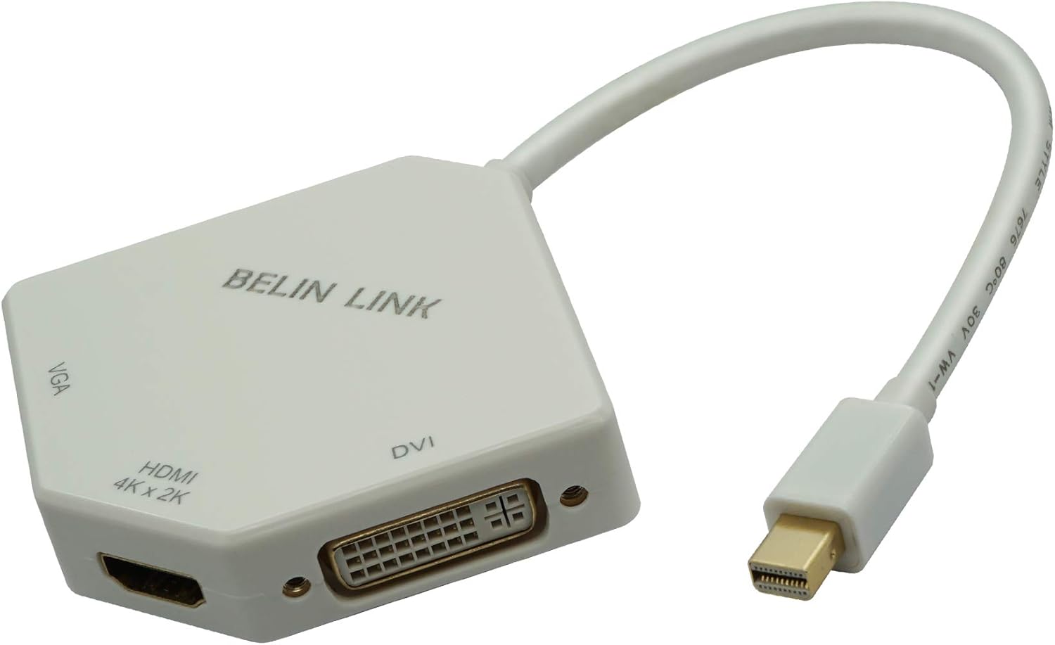 Mini DP to hdmi 4k for HDMI DVI VGA Adapter, Mini DisplayPort(Thunderbolt) to HDMI 4K 3in1adaptor,Mini DP to HDMI with Gold-Plated Connector Compatible for MacBook Pro Mac Book Air Surface Pro(White)